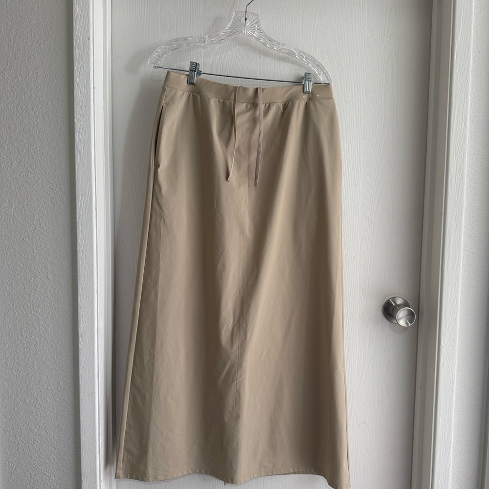 Uniqlo Airism Tan A-line Maxi Skirt for Work